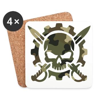 Tactical Gear: Military Skull Saber Gear Logo - Coasters (set of 4) - white - Front