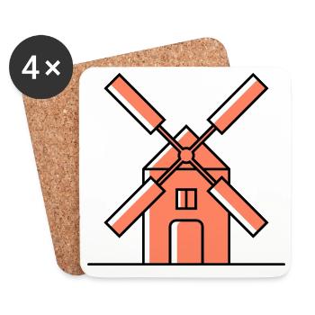 Icône du moulin à vent - Dessous de verre (lot de 4) - blanc - Devant