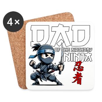 Papa de l’anniversaire Anniversaire Ninja Drôle - Dessous de verre (lot de 4) - blanc - Devant