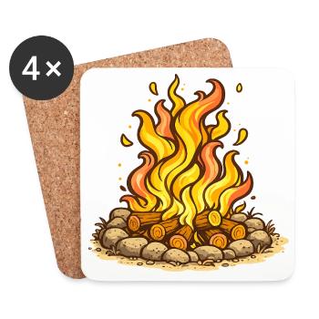 Illustration des flammes du feu de camp douillettes - Dessous de verre (lot de 4) - blanc - Devant