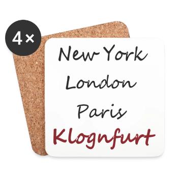 Villes écrites de la main : de New York à Klagenfurt - Dessous de verre (lot de 4) - blanc - Devant