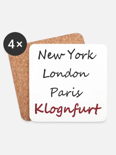 Cities in handwriting: NY to Klagenfurt - Coasters (set of 4) - white