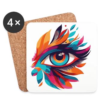 Color Eye Leaf Fire Pattern - Coasters (set of 4) - white - Front