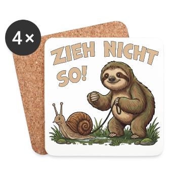 Zieh nicht so Faultier Humor Motiv - Untersetzer (4er-Set) - Weiß - Vorne