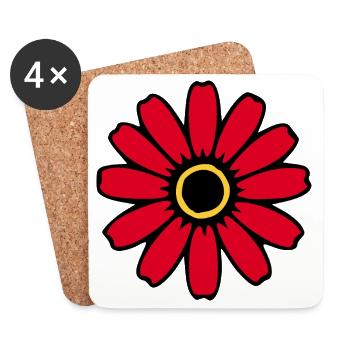 Fleurs rouges Fleurs Fleur Fleur sauvage Herbes - Dessous de verre (lot de 4) - blanc - Devant