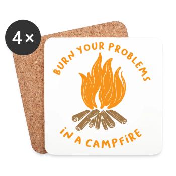 Burn Your Problems Lagerfeuer-Shirt - Untersetzer (4er-Set) - Weiß - Vorne