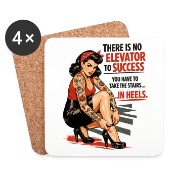 Imprimé rétro Pin-Up : succès en talons et tatouages - Dessous de verre (lot de 4) - blanc - Devant