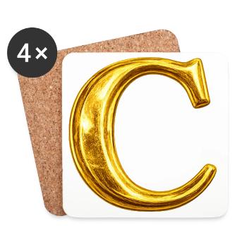 Goldenes C Monogramm-Design - Untersetzer (4er-Set) - Weiß - Vorne