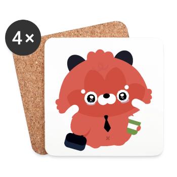 Kawaii Red Panda Bürokaffee - Untersetzer (4er-Set) - Weiß - Vorne