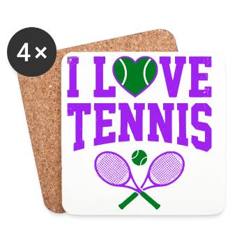 T-shirt de tennis, T-shirt I Love Tennis London, Sweat à capuche - Dessous de verre (lot de 4) - blanc - Devant