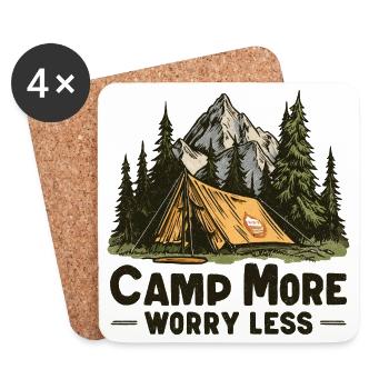 Camping Spruch Camp More Worry Less Camper Outdoor - Coasters (set of 4) - white - Front