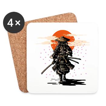 Samurai Sun und Sakura - Untersetzer (4er-Set) - Weiß - Vorne