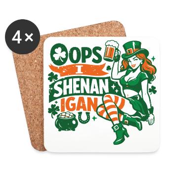 Oops I Shenanigan Leprechaun St Patrick's Girl - Coasters (set of 4) - white - Front