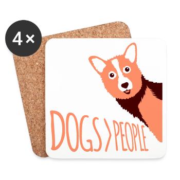 Dogs Over People Dog Funny Antisocial Saying - Coasters (set of 4) - white - Front