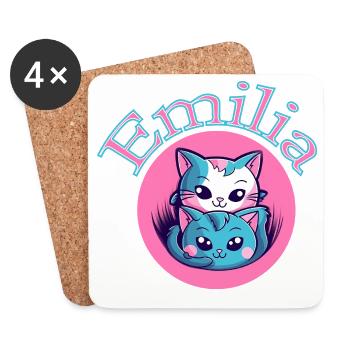 Emilia Cat Duet - Coasters (set of 4) - white - Front