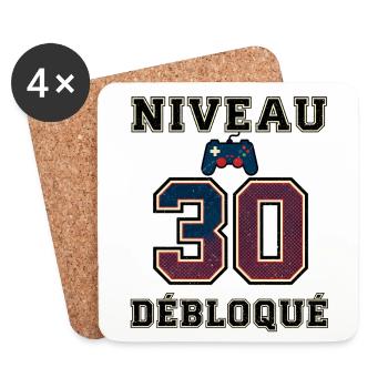 Niveau 30 Débloqué – Contrôleur Jeu - Dessous de verre (lot de 4) - blanc - Devant