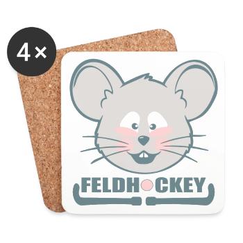 Souris de hockey sur gazon pour enfants - Dessous de verre (lot de 4) - blanc - Devant