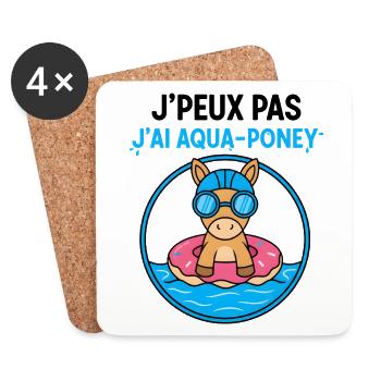 Aqua-Poney sur Bouée Donut - Dessous de verre (lot de 4) - blanc - Devant