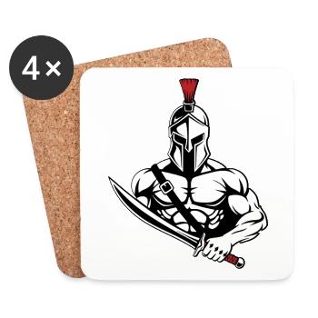 Spartiate Gladiateur Épée Mascotte Spartan Gym - Dessous de verre (lot de 4) - blanc - Devant