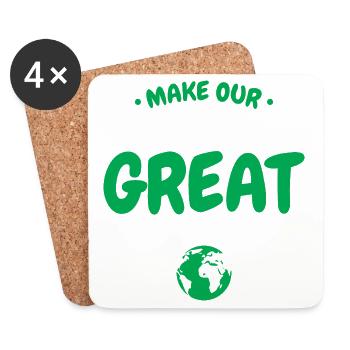 Faire de notre planète une grande écologie verte de la Terre Art - Dessous de verre (lot de 4) - blanc - Devant