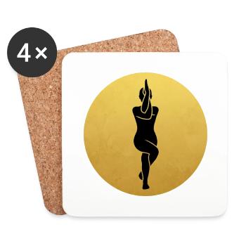 Adler Pose Yoga Silhouette Goldene Sonne - Untersetzer (4er-Set) - Weiß - Vorne
