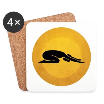 Silhouette de la posture de yoga Warrior II Sun Design - Dessous de verre (lot de 4) - blanc - Devant