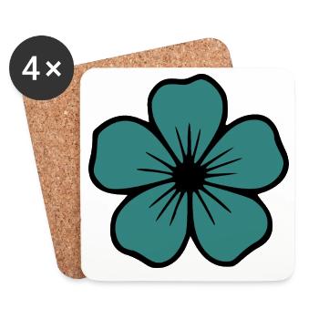 Fleur d’hibiscus fleur turquoise cadeau floral - Dessous de verre (lot de 4) - blanc - Devant