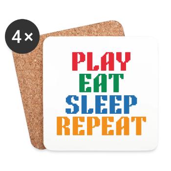 Jouez Manger Sommeil Répéter le Pixel - Dessous de verre (lot de 4) - blanc - Devant