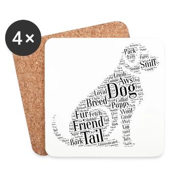 Nuage de chien - Dessous de verre (lot de 4) - blanc - Devant