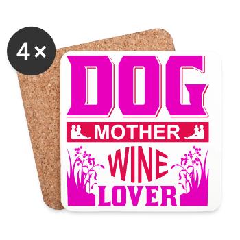 Chemise de maman de chien amoureuse du vin - Dessous de verre (lot de 4) - blanc - Devant