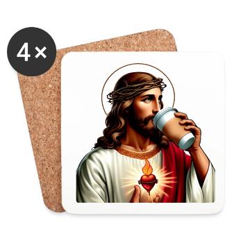 Sacred Heart Moderner Kaffee - Untersetzer (4er-Set) - Weiß - Vorne
