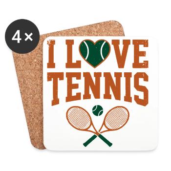 I Love Tennis Paris, Stylisches Tennis Fan Shirt - Untersetzer (4er-Set) - Weiß - Vorne