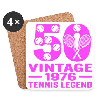 50e anniversaire de tennis 1976, chemise, sweat à capuche, short - Dessous de verre (lot de 4) - blanc - Devant