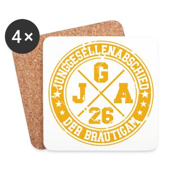  JGA 2026 Der Bräutigam Junggesellenabschied - Untersetzer (4er-Set) - Weiß - Vorne