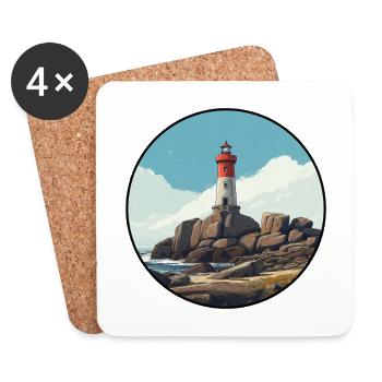 Phare breton au bord de la mer - Dessous de verre (lot de 4) - blanc - Devant