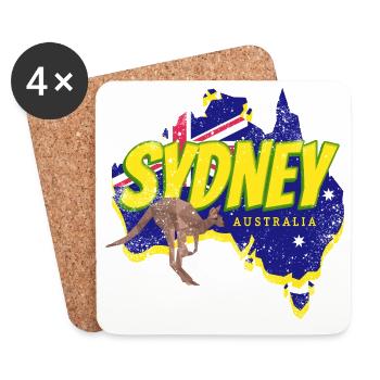 Sydney mit Vintage Känguru Australien Souvenir - Untersetzer (4er-Set) - Weiß - Vorne