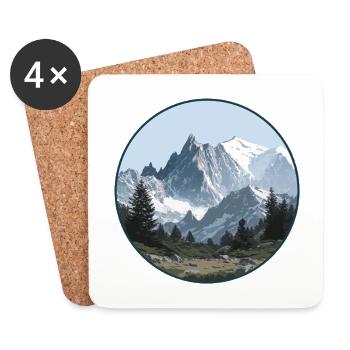 Mont-Blanc-Gebirgslandschaft - Untersetzer (4er-Set) - Weiß - Vorne