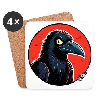 Corbeau noir dans l’orbite rouge - Dessous de verre (lot de 4) - blanc - Devant