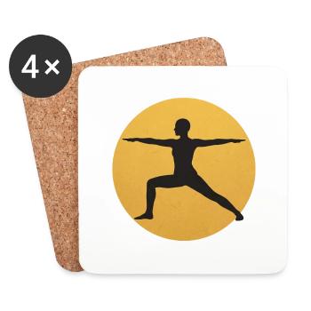 Silhouette de la posture de yoga Warrior II Sun Design - Dessous de verre (lot de 4) - blanc - Devant