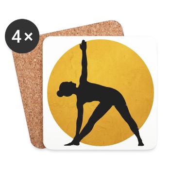 Minimalistisches Yoga Dreieck Silhouette - Untersetzer (4er-Set) - Weiß - Vorne