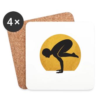Minimalist Bakasana Yoga Crow Silhouette - Coasters (set of 4) - white - Front