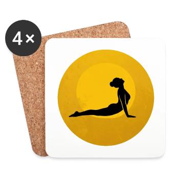 Kobra Pose Yoga Silhouette Goldene Sonne - Untersetzer (4er-Set) - Weiß - Vorne