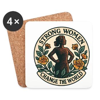 Strong women change the world - Coasters (set of 4) - white - Front