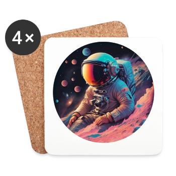 Astronaute dans le cosmos néon - Dessous de verre (lot de 4) - blanc - Devant