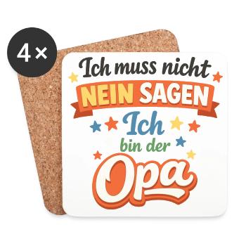 Opa Muss Nicht Nein Sagen Lustig - Untersetzer (4er-Set) - Weiß - Vorne
