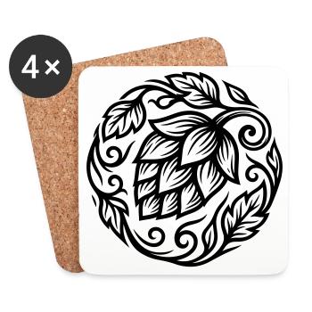 Hopfen Symbol Brauerei - Untersetzer (4er-Set) - Weiß - Vorne