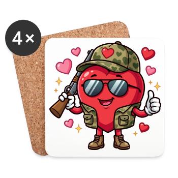 Chasse drôle à la Saint-Valentin pour les hommes - Dessous de verre (lot de 4) - blanc - Devant
