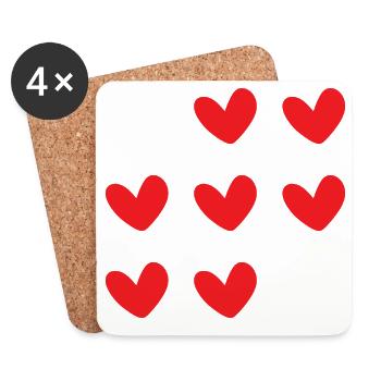 I Love You Hearts Typography Graphic - Coasters (set of 4) - white - Front