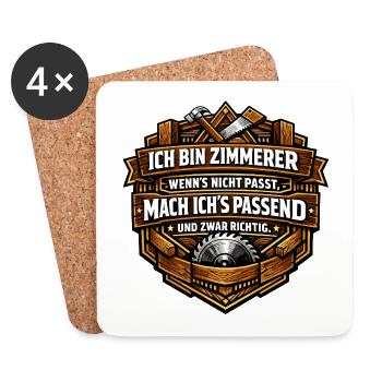 Ich bin Zimmerer Spruch Holz - Untersetzer (4er-Set) - Weiß - Vorne