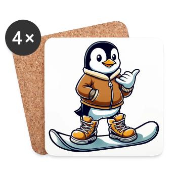 Cool Penguin Snowboarder Winter Sports Winter - Coasters (set of 4) - white - Front
